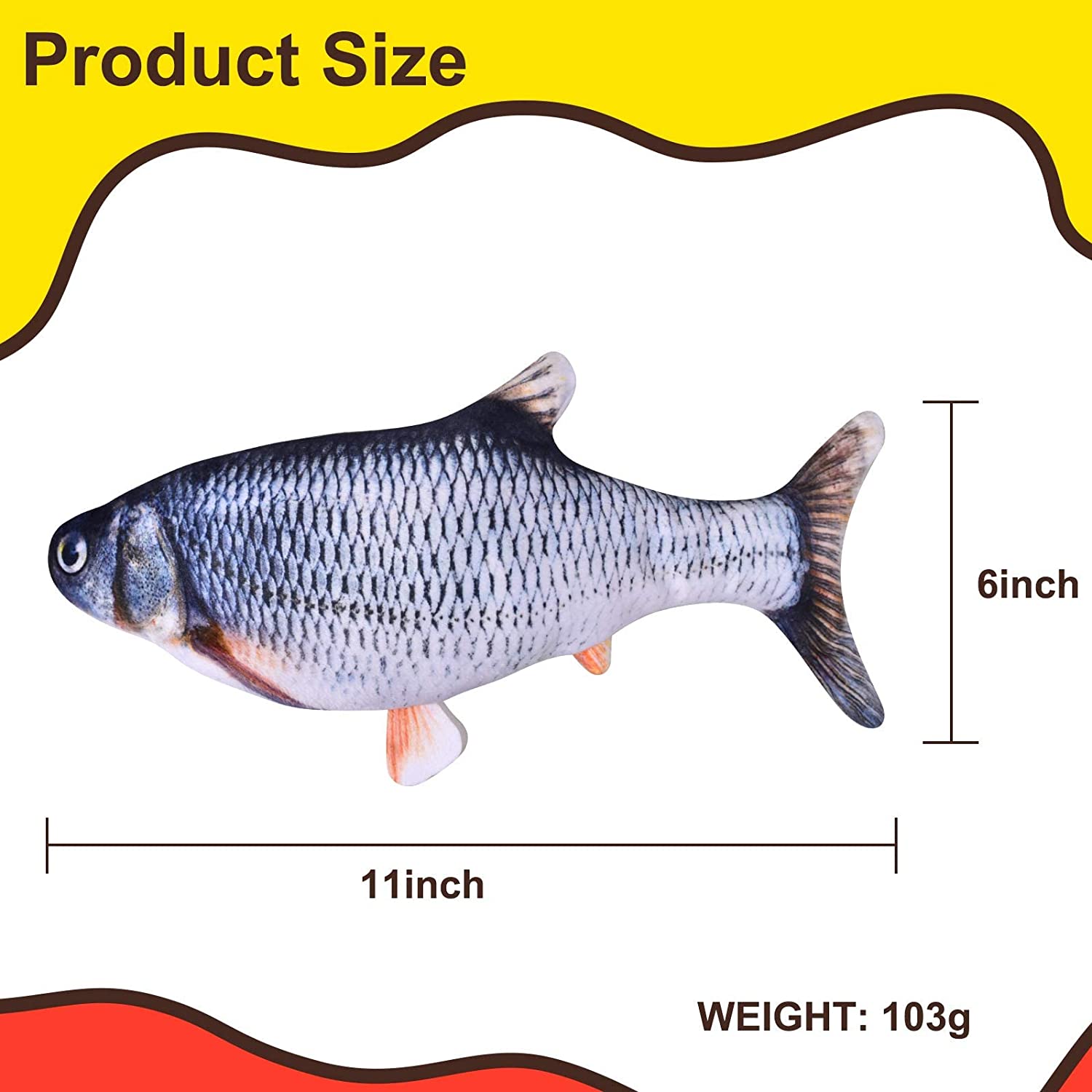 Electric Fish Catnip Toy Simulation Fish Funny Cat Jumping Fish Suitable for Indoor Cat Interactive Mobile Bouncing Fish Cat Toy