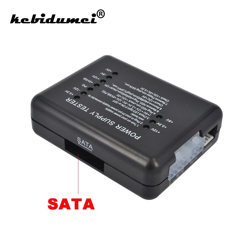 Kebidumei Zwart Voeding Led 20/24 Pin Voor Psu Atx Sata Hdd Tester Checker Meter Voor Pc Computer