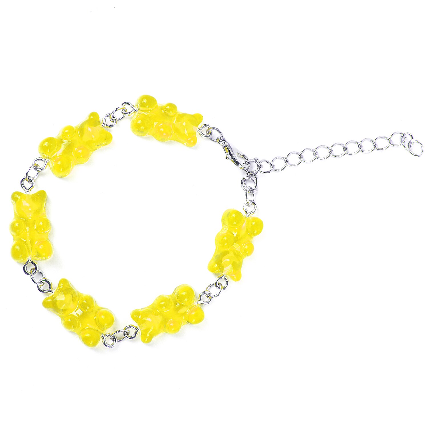 Cute Rainbow Candy Color Gummy Bear Women Girls Gummy Bear Bracelet Bracelet Jewelry Bracelet: yellow