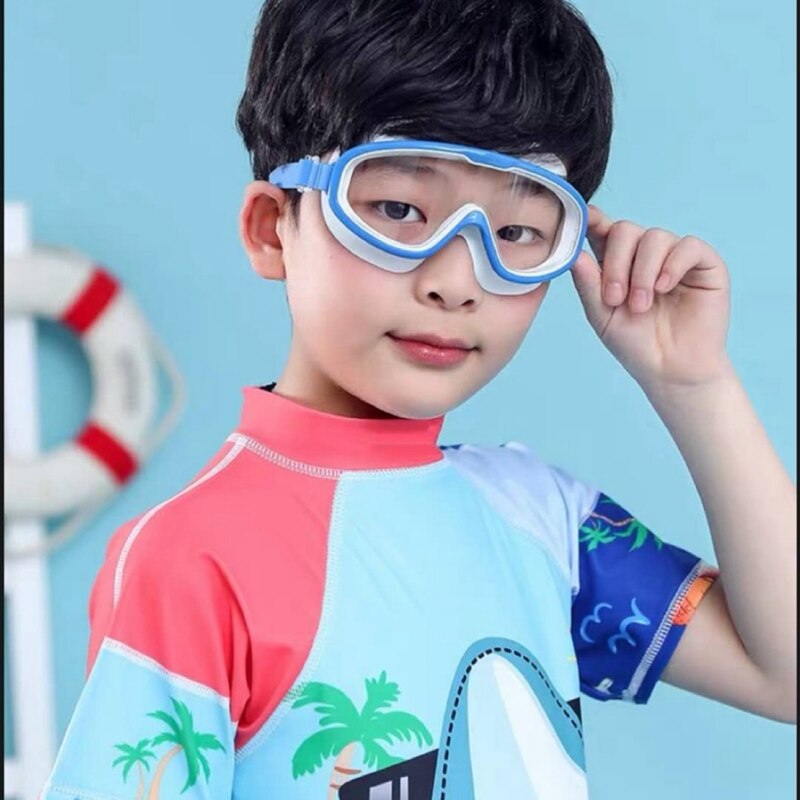 Børneskærm helt lukkede beskyttelses okular anti-tåge anti-stænk svømmebriller