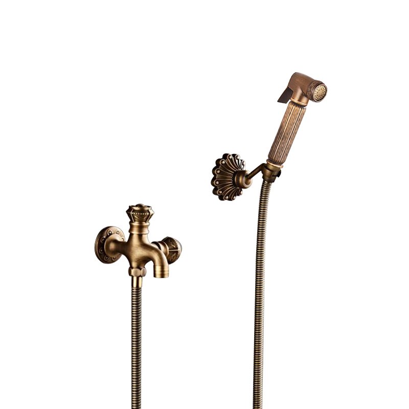 Bidet Kranen Antiek Messing Badkamer Douche Blow-Fed Spuitpistool Nozzle Wc Bidet Kraan Enkel Koud Water Kranen Bad kraan