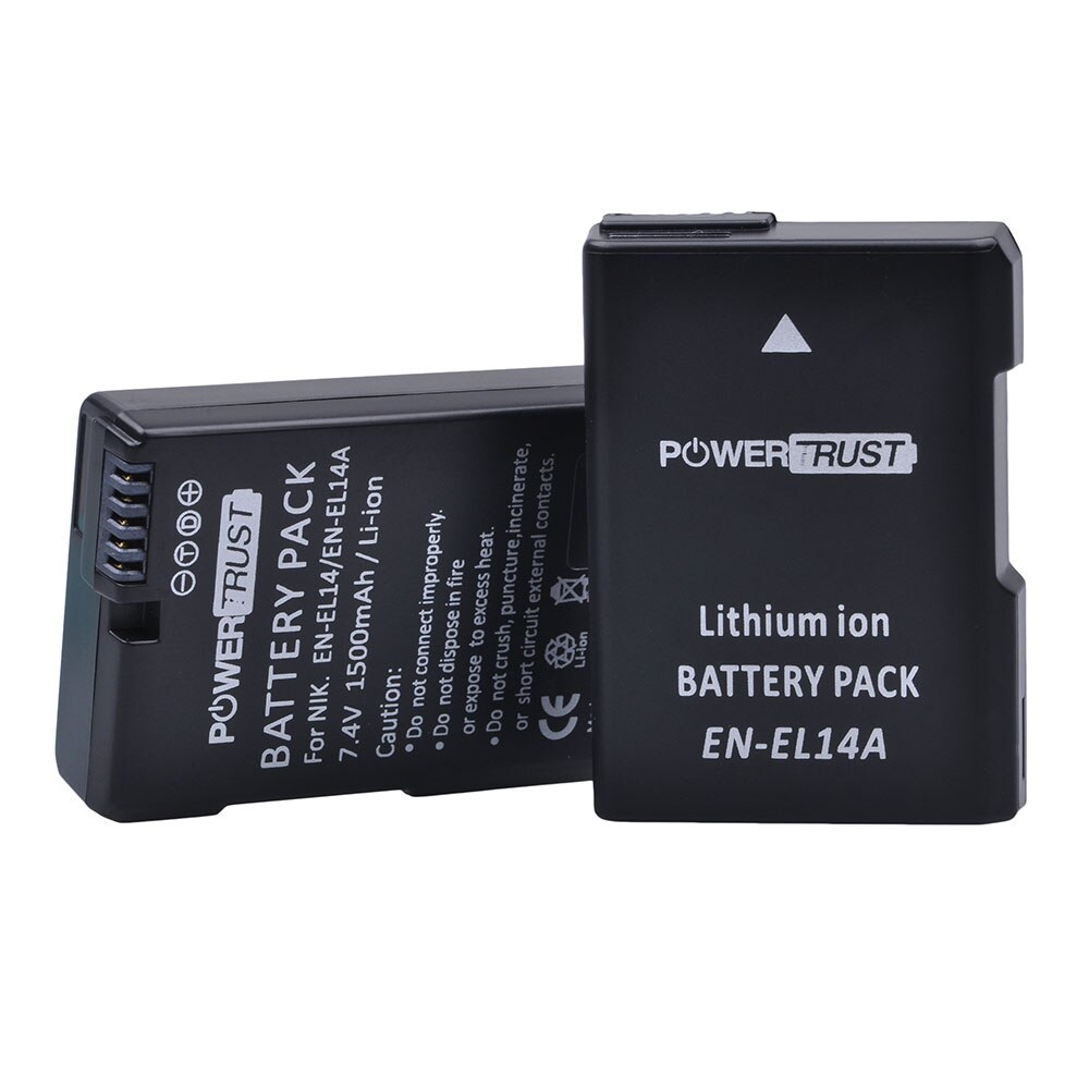 1pc 1500 mah en -el14 en-el14a og  el14 batteri til nikon  d90 d300 d5300 d5200 d5100 d3300 d3200 d3100 til coolpix  p7100 p7200: 2 batterier