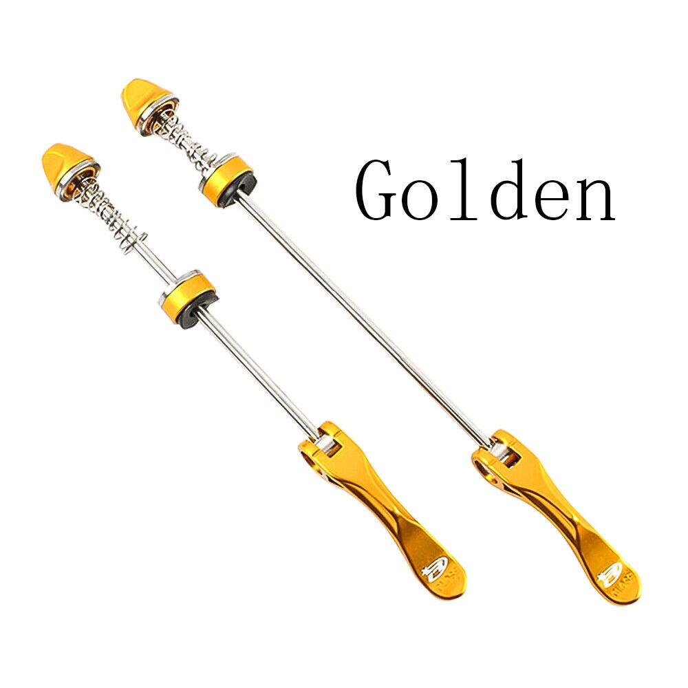 1 Paar Rvs Fietswiel Spies Racefiets Mtb Quick Release As Bolt Front Spies Achter Spies: YELLOW