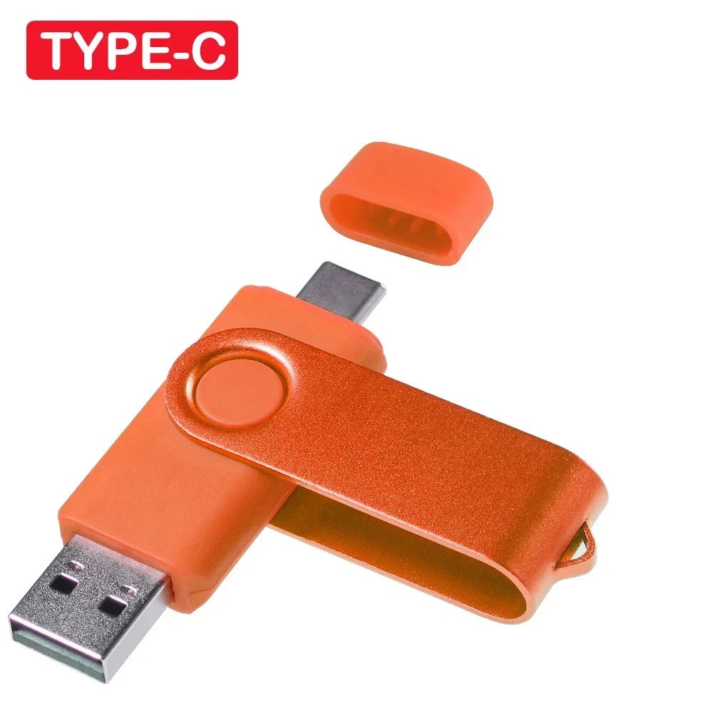 TYPE-C USB Flash Drive 128GB Rode Hoge Snelheid Pen Drive 64GB Donkerblauwe Memory Stick 32GB Draaibare USB Stick 16GB Kleurrijke U Disk: Oranje / 128M