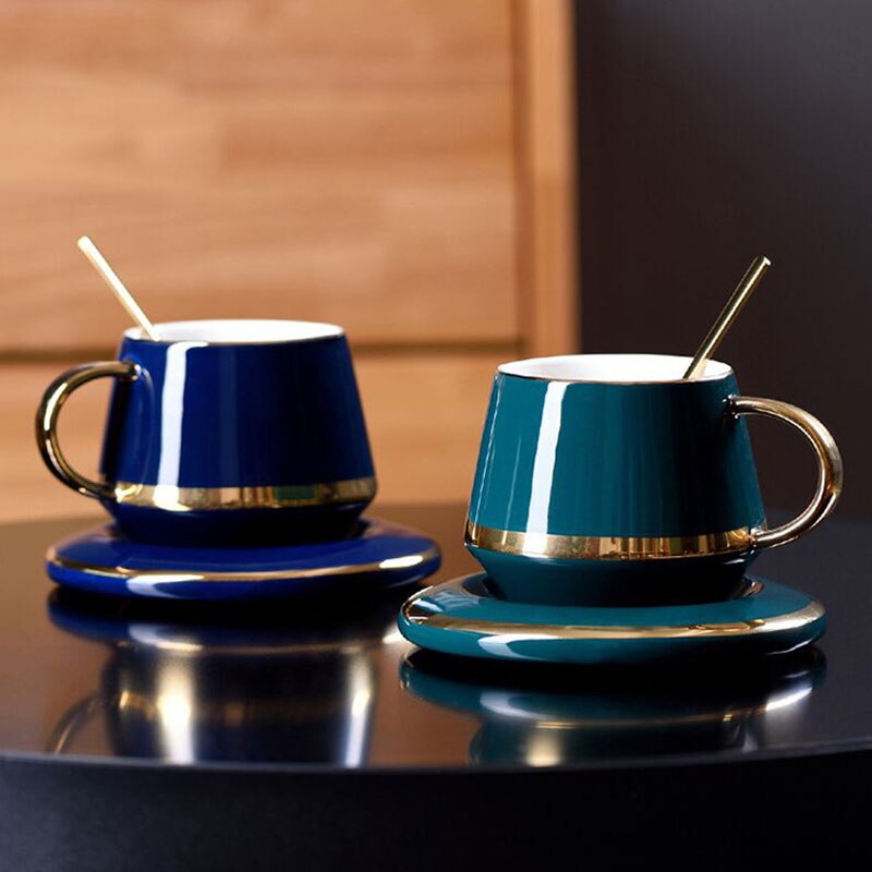 YeFine 180ML Ceramic Tea Cup Set Coffee Cups and Saucer European Style Breakfast Milk Cup Home Office Teacup Porcelain Drinkware