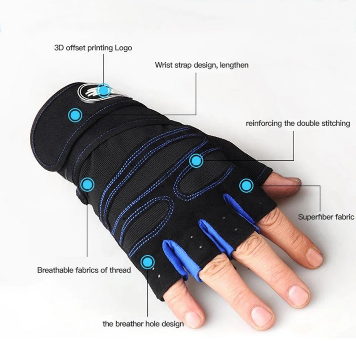 Outdoor Gym Gloves For Men Women Fitness Weight Lifting Wristband Gloves Body Building Training Sports Exercise Cycling Glove