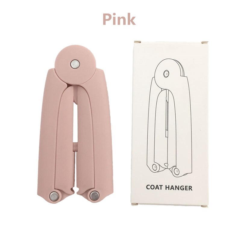 Foldbar bærbar tøjbøjle plastik bøjler multifunktion rejse foldbar bøjle hjemmeopbevaring bøjler undertøj tørrestativ: Med kasse pink