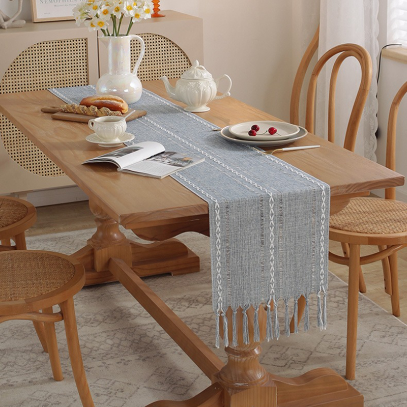 33*183cm bordlöpare tofsflätade randiga bordlöpare för middagsfest bröllopsbordsdekoration
