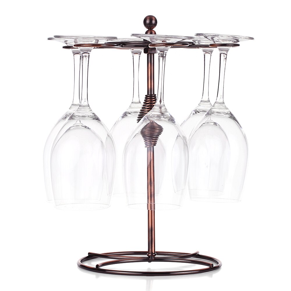 Supporto di Tazza di Vetro di vino con 6 Ganci Classico Elegante In Metallo Freestanding Da Tavolo Calici Rack di Stoccaggio