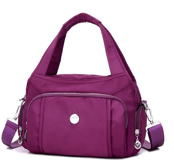 Waterproof Nylon Bag Handbag Multi Layer Oxford Bag Fashionable Single Shoulder Messenger Bag Lady Casual Bag: Purple