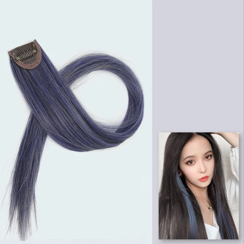 60cm postizo horquilla extensión de cabello Clip en postizo largo recto colgante oreja peluca Clip extensiones de cabello sintético Accesorios: Oro
