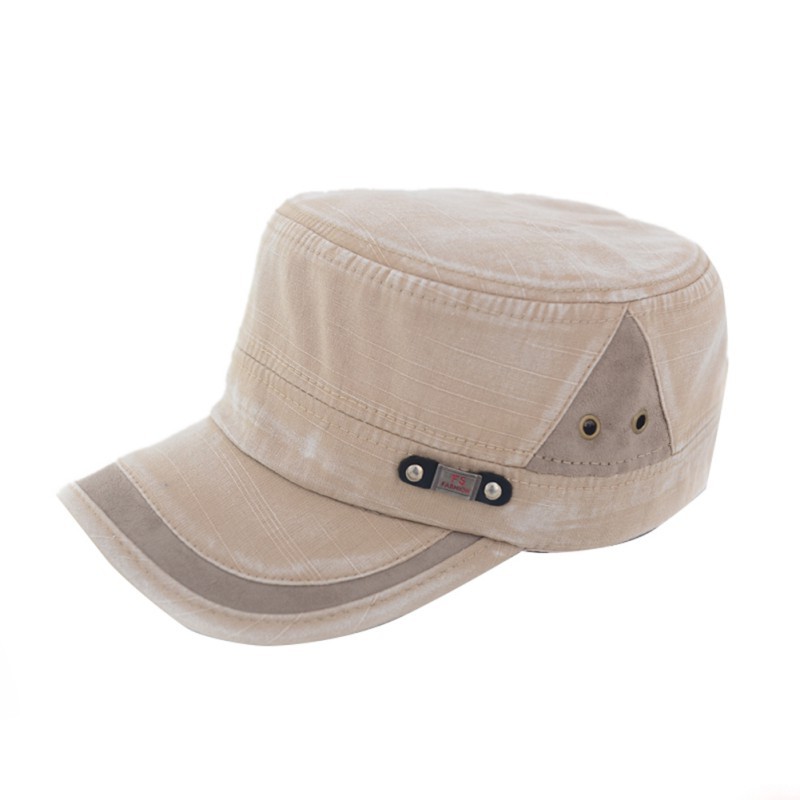 Klassieke Mannen Vrouwen Verstelbare Army Plain Vintage Hoed Cadet Baseball Cap: Beige