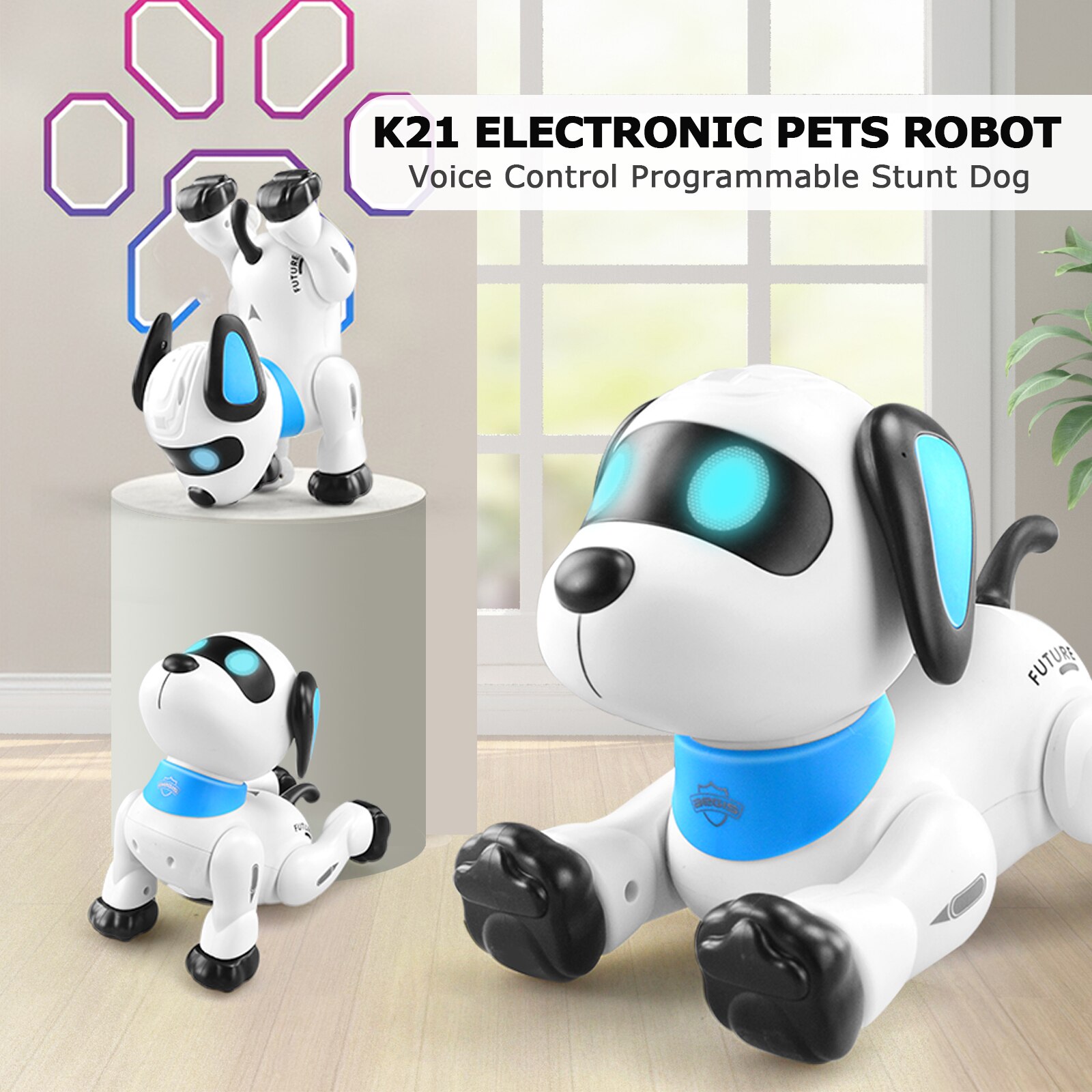 Le Neng K21 Elektronische Robot Hond Stunt Hond Afstandsbediening Robot Hond Speelgoed Voice Control Programmeerbare Touch-Gevoel Muziek dansen Speelgoed