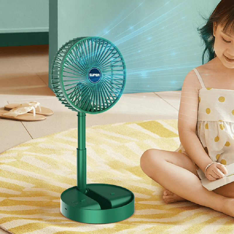 Draagbare opvouwbare ventilator Mini-standaardventilator Verstelbare hoogte Mute Desktopventilator Luchtcirculatieventilator Vloerventilator 3 snelheden aanpassing