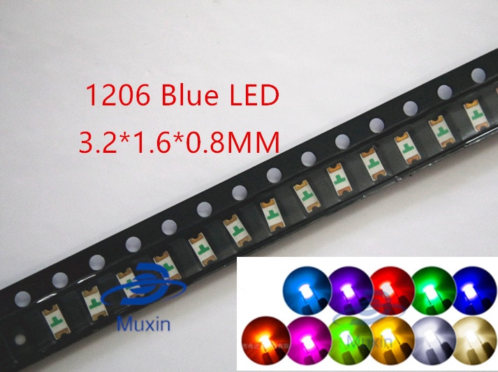 500pcs/lot 3216 1206 SMD Led Super Bright Red/Green/Blue/Yellow/White/RGB/orange Water Clear LED Light Diode 3.2*1.6*0.8mm