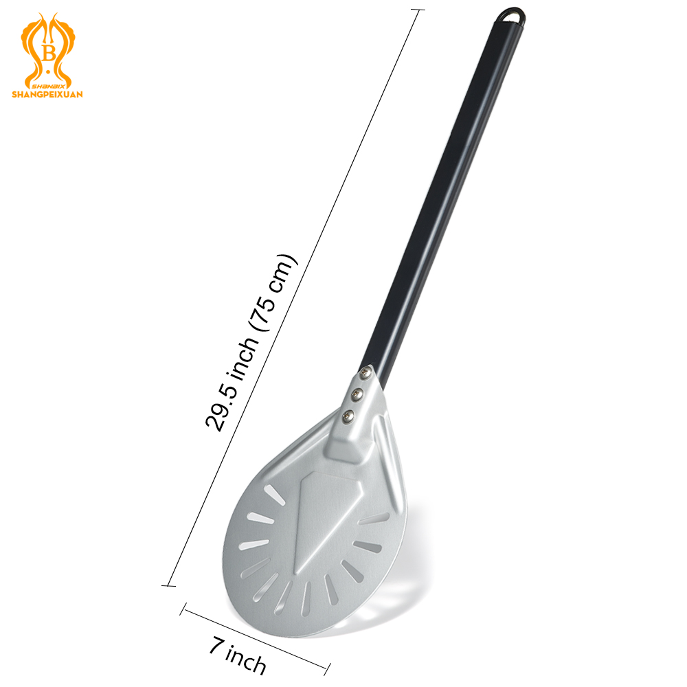 PizzAtHome 7/8/9 Zoll Pizza Drehschale Aluminium Pizzaschaufel Pizzaschale Paddel Kurzes Pizzawerkzeug Ofenzubehör: dunkel Grau