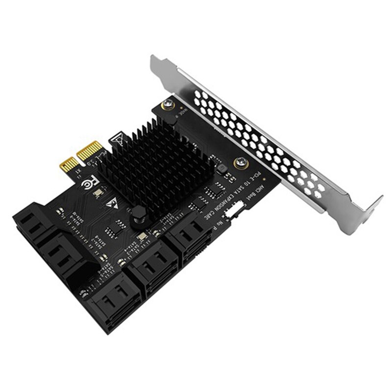10 Port SATA 3.0 to PCIe X1 Expansion Card PCI Express SATA Adapter SATA3 6G Converter with SATA Cable for PC, Server
