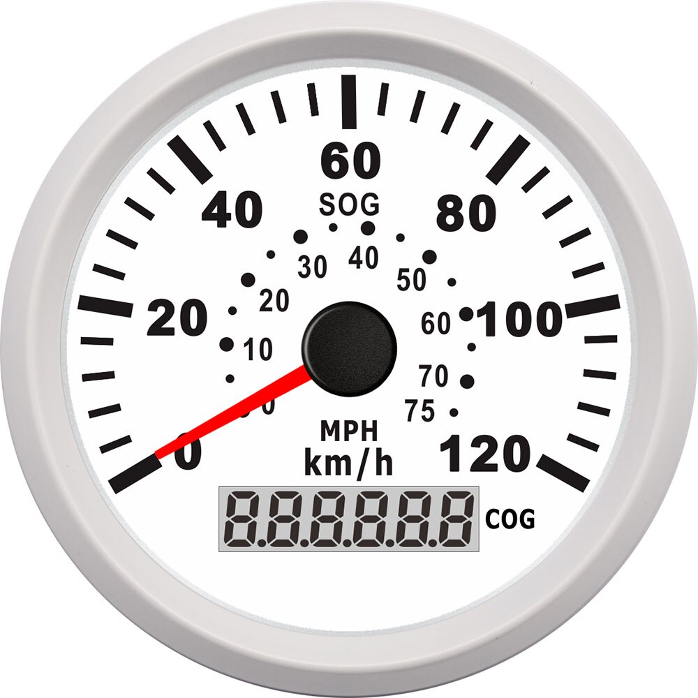 85mm Car Motor GPS Speedometer Waterproof Digital speed meter COG SOG Gauge 120 Km/h 75MPH instrument panel motorcycle: White