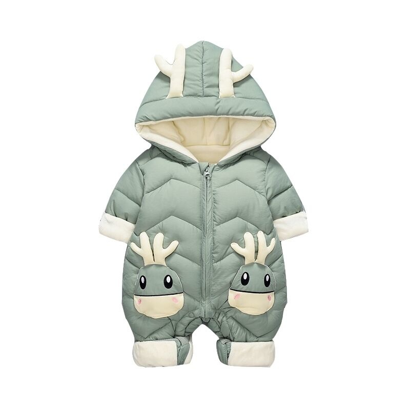 Plus Velvet Baby Boys autunno inverno Snowsuit Hooded Cartoon Cute body pagliaccetti neonati tuta da bambina tuta da bambino