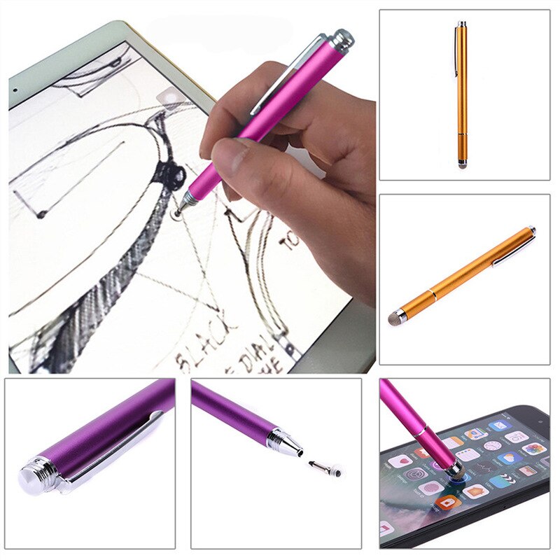 2in1 Capacitive Pen Touch Screen Drawing Pen Stylus with Conductive Touch Sucker Microfiber Touch Head for Tablet PC Smart Phone