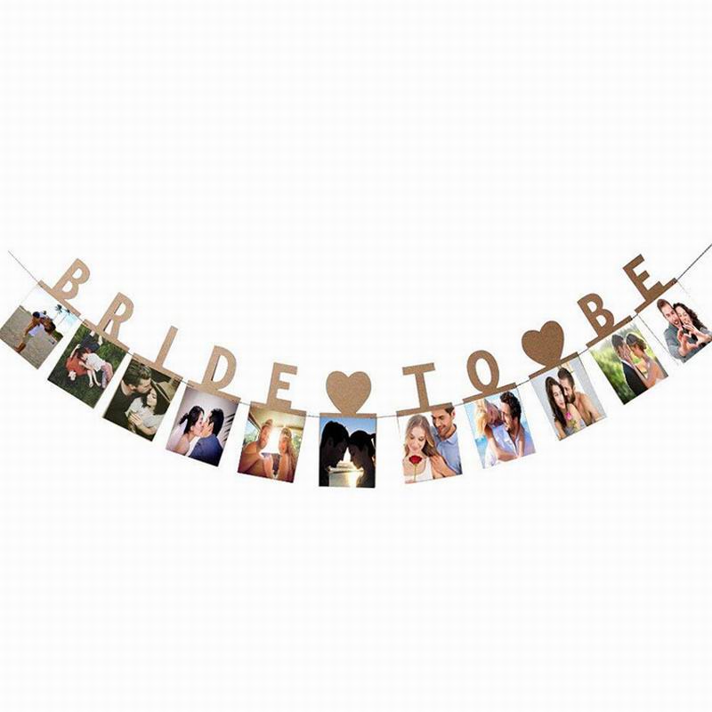 Banderole à photos de la future mariée, 1 lot de 3M, guirlande en papier à photos, décorations de mariage, décor mural pour fête prénuptiale, fourniture HenParty: Kraft