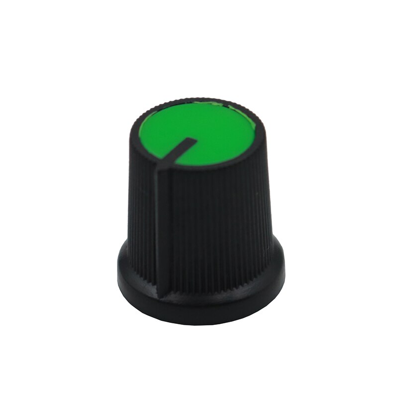 12 Uds seis colores cara negro perilla rotativa potenciómetro de conmutación volumen puntero agujero 6mm: green