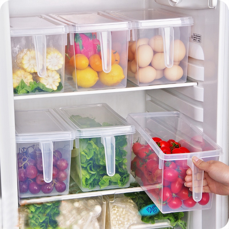 Køleskab opbevaring kurv rack køleskab fryser hyldeholder udtrækelig plast skuffe arrangør pladsbesparende plast opbevaringsholder