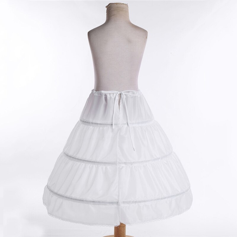 Kids Girls Crinoline Petticoat with 3 Hoops Underskirt Slip for Flower Girls Wedding Dress Vestido Party Children's Clothing