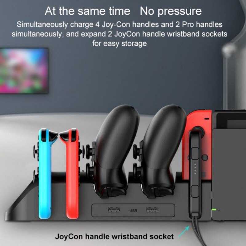 4 Joy-Cons and 2 pro Controllers Charging dock for Nintendo Switch Game Charger Stand Station Holder