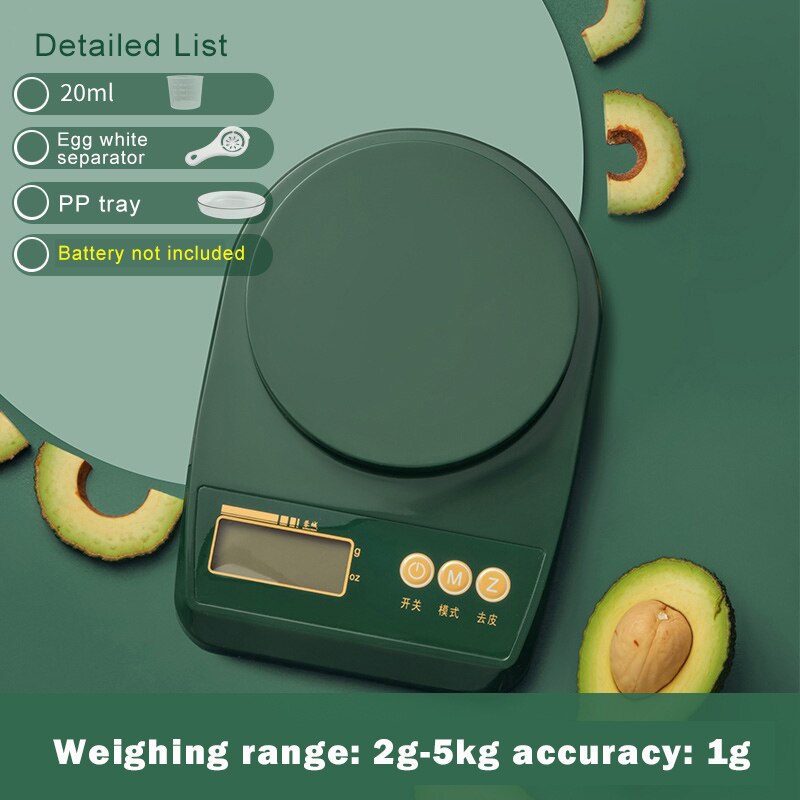 Precision Kitchen Scale Digital Food scale digital kitchen weighing scales small with bowl kitchen scale electronic food scales: Green 5kg-1g