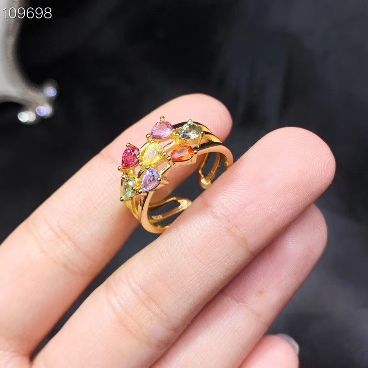 Kjjeaxcmy boutique sieraden 925 sterling zilveren ingelegde natuurlijke gekleurde saffier ring vrouwelijke ondersteuning detectie prachtige populaire