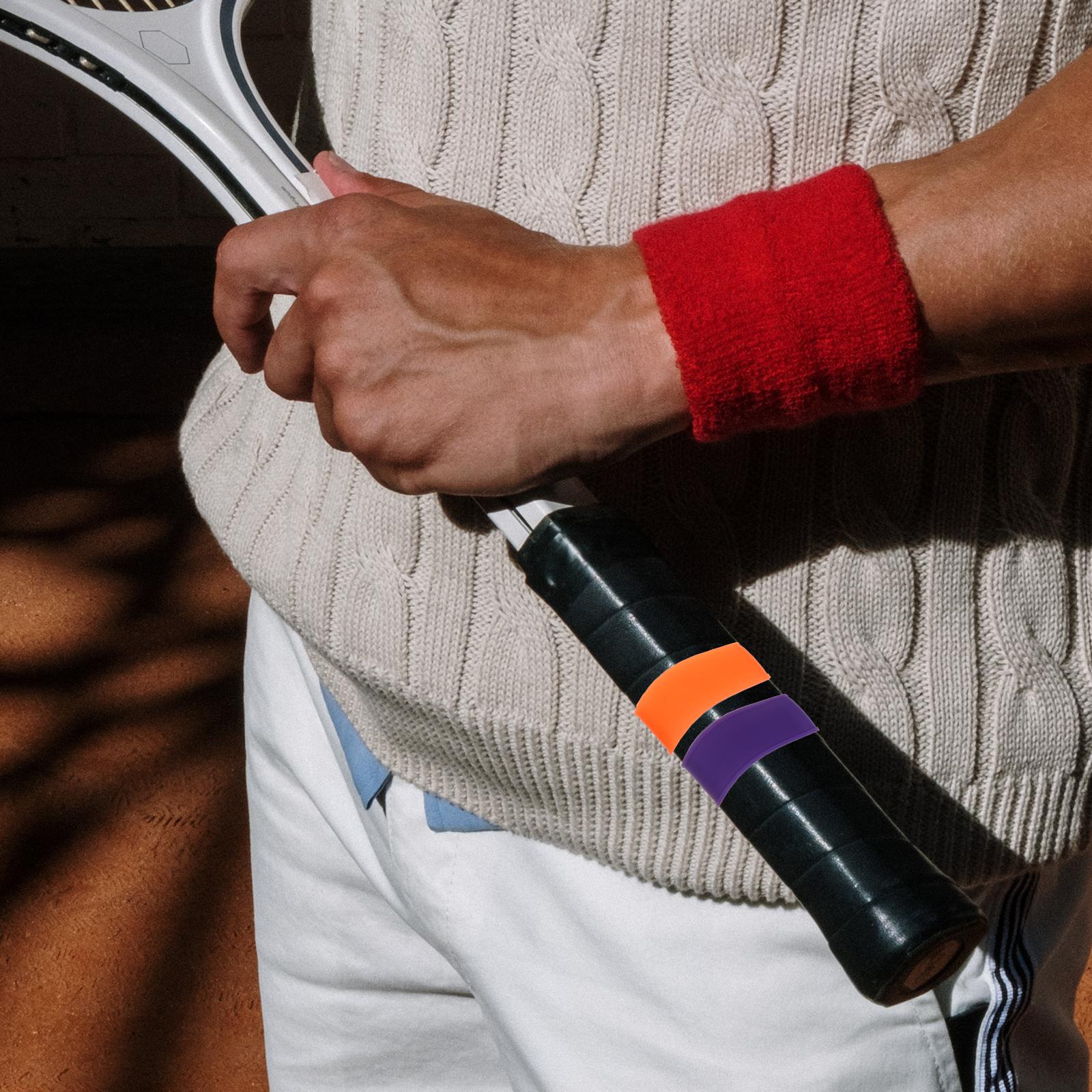 8 Pcs Racket Anti-slip Ring Tennis Overgrips Outdoor Protector Reusable Silica Gel Band