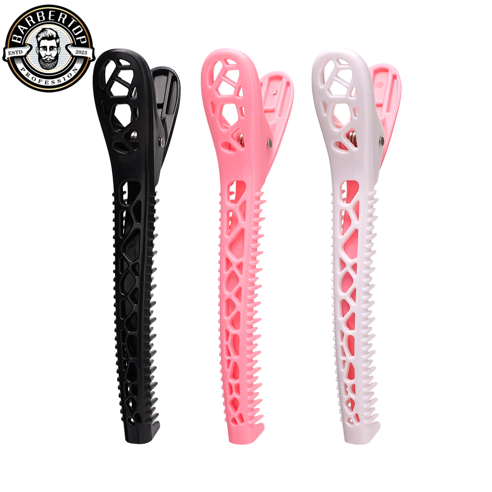 Pinzas para el cabello de cocodrilo, pinzas de peluquería, pinzas huecas, horquilla con cinturón dentado para peluquero, herramientas de estilismo de salón de agarre fuerte