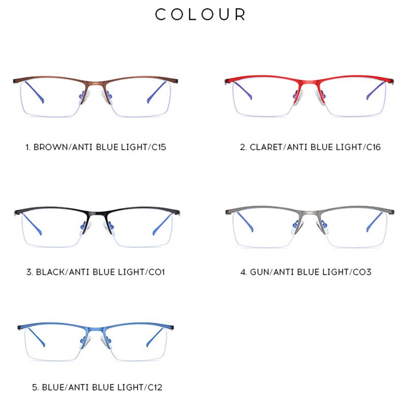 Anti-Blauw Licht Glazen Voor Mannen Half Randloze Oogbescherming Anti-blu Ray Eyewear Man metalen Frames Wholesale5910