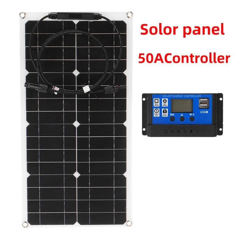 100W Flexible Solar Panel Battery Charger Charge Kit Marine Caravan Battery Charger Controller
