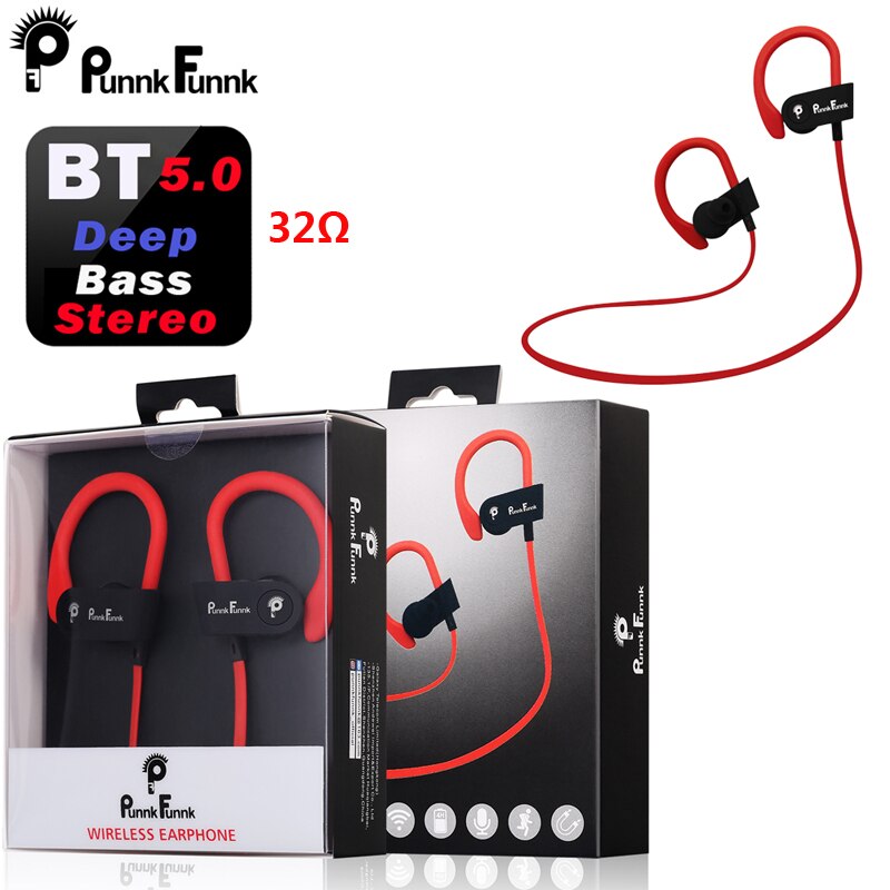 Sport Draadloze Hoofdtelefoon Bluetooth Koptelefoon 5.0 Ruisonderdrukking Deep Bass Stereo Hifi Oordopjes W/Mic Audifonos Bluetooth: Red-Original Pack
