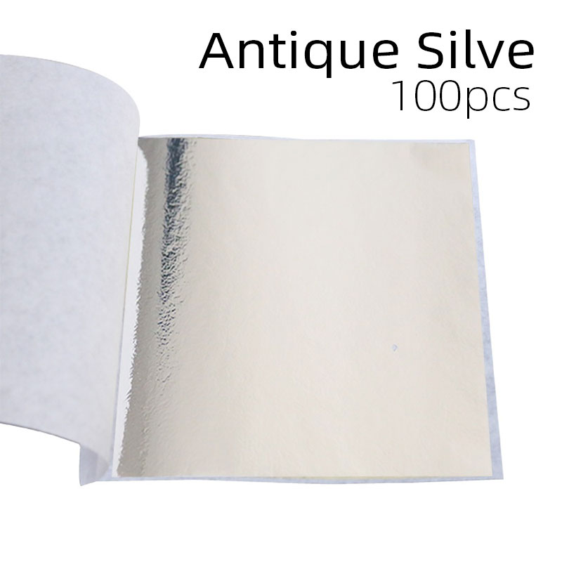 100 Stuks Sliver Koperfolie Papier Imitatie Bladgoud Vellen DIY Hand Nagel Ambachten Glanzend Vergulden Decor Art Lijnen Muur veelkleurig: Donker Kaki