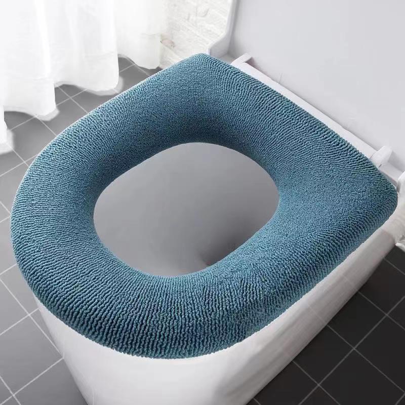 Winter Warm Toilet Seat Cover Closestool Mat Washable WC Bathroom Accessories Knitting Pure Color Soft O-shape Pad Bidet Cover: I