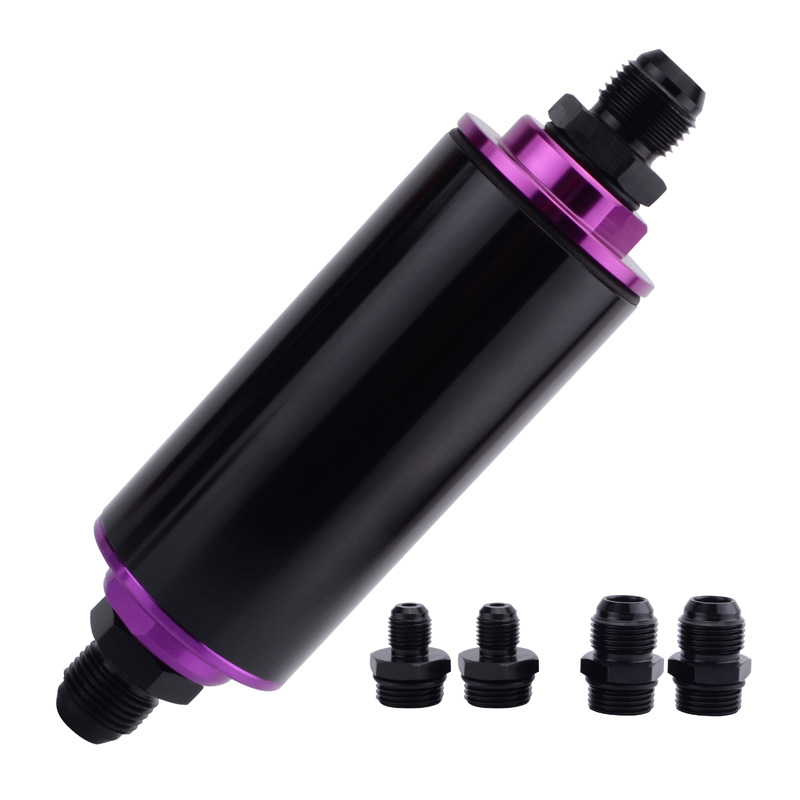 evil energy 100Micron Steel Element Fuel Oil Filter High Flow Billet Aluminum Inline Fuel Petrol Filter AN10 AN8 AN6 Fitting: Purple