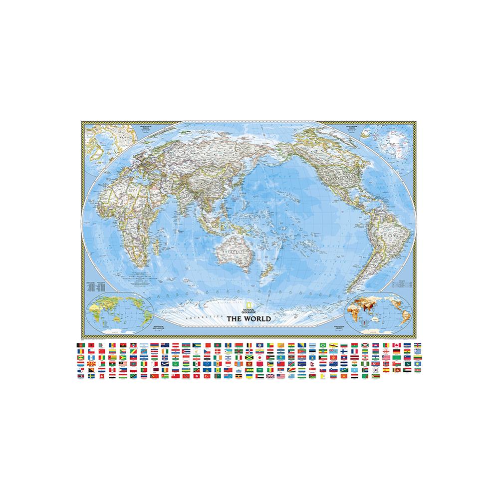 Non-woven vattentät världskarta 150 x 225cm världens fysiska karta med vegetationstäckningsgrad och befolkningstäthet för utbildning