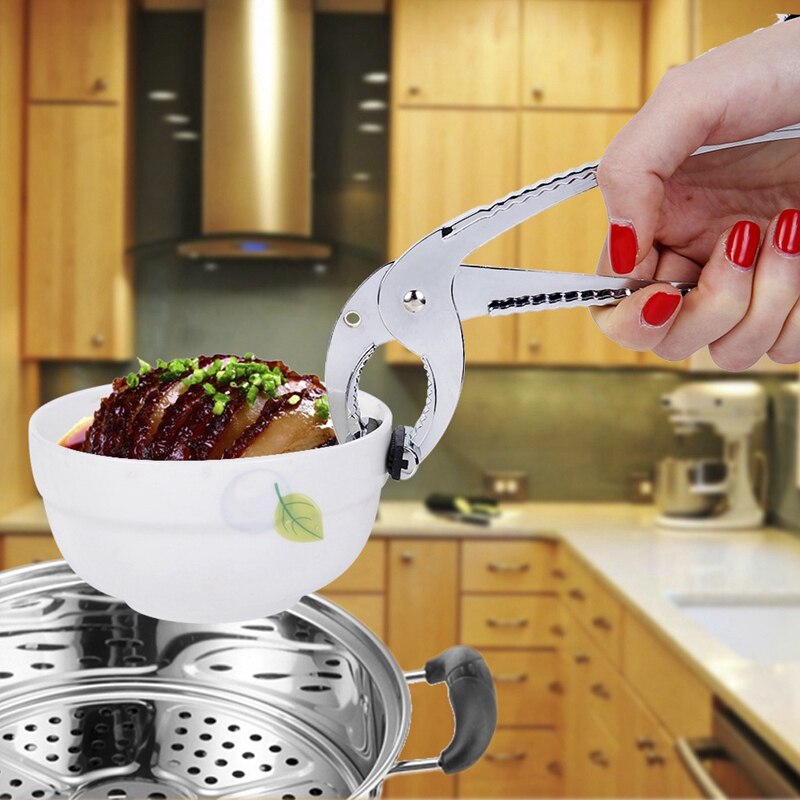 Hot Pot Gripper Pan Dish Clipper Stainless Steel Retriever Tongue Warm Pot Holder Clamp Plate Bowl Clip Gripper Steam Hot Crab Oven Chef Cooker Gripper Clip for Bowl Plate Microwave Koksi Kitchen