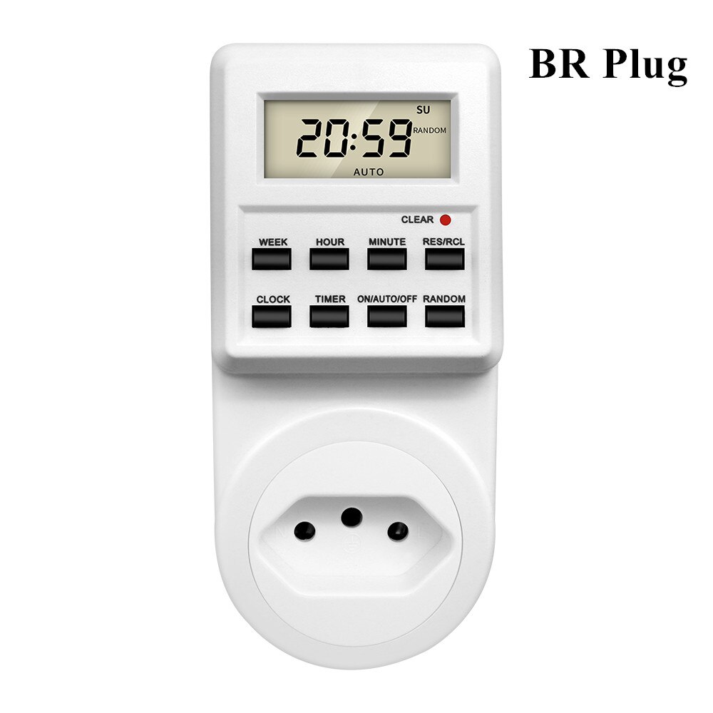 TM03 Digital Timer Switch Socket 24 Hour Cyclic Kitchen Timer Outlet Programmable Timing Socket EU UK AU US BR FR IT TH Plug: Gold