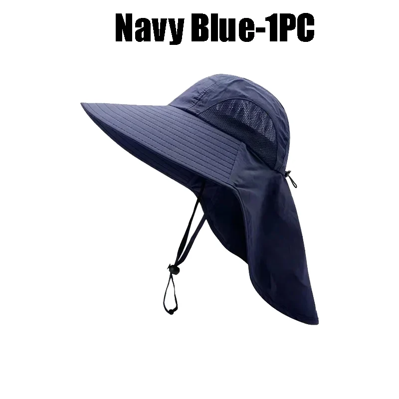 Cappello da sole estivo a tesa larga da uomo con protezione per il collo Cappello da pesca all'aperto Scialle Scialle Denim Copertura per il viso Protezione solare: Argento