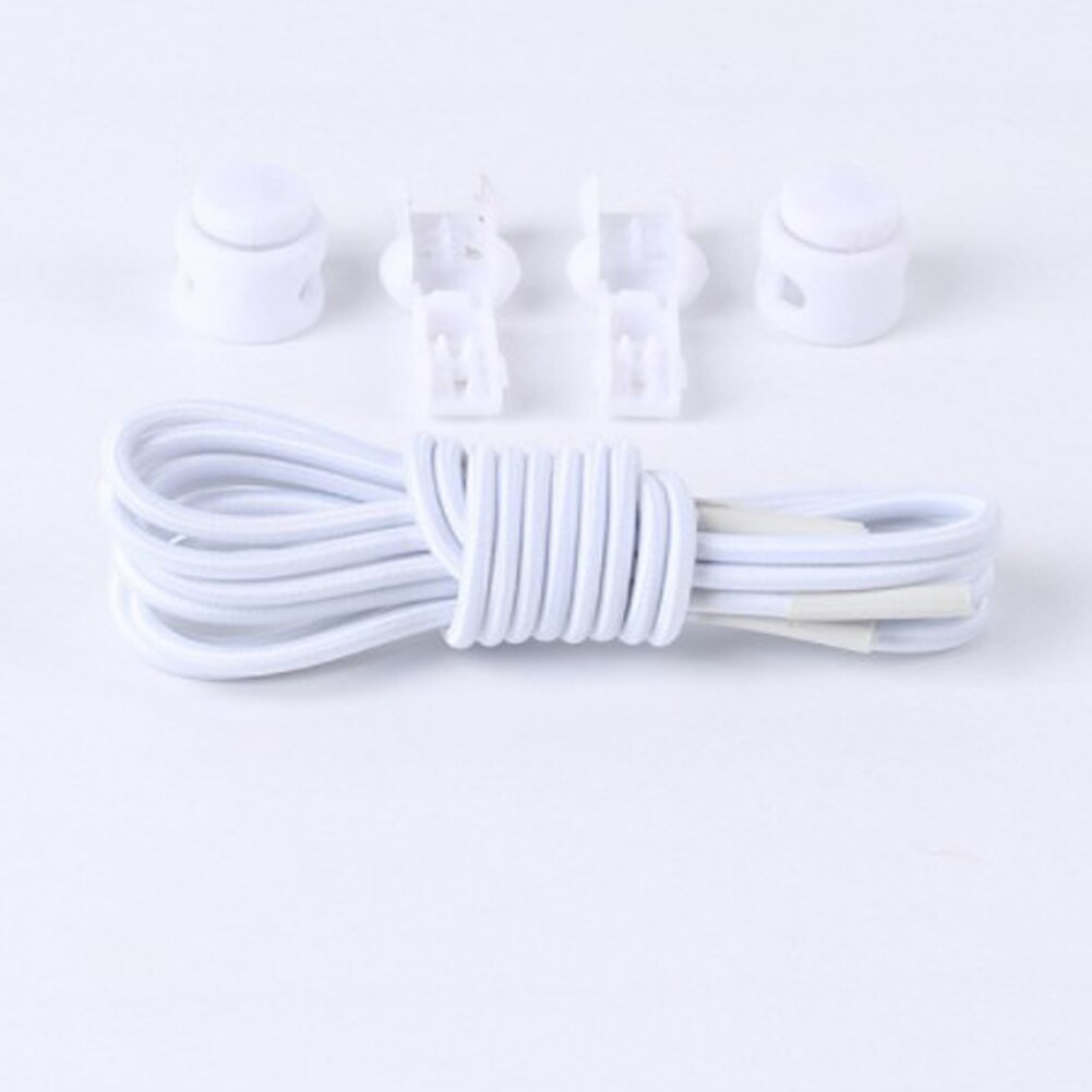 Serrure pas de lacets lacets élastiques baskets lacet 19 couleurs étirement lacets paresseux serrure Shoestring bootlacets accessoires de chaussures: full white