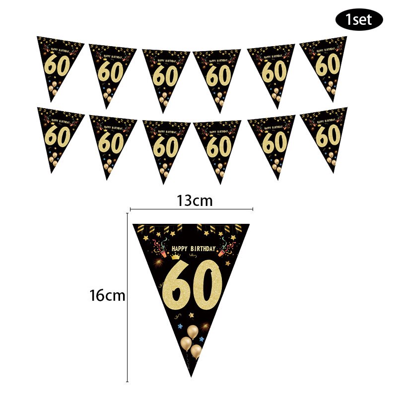 Happy Birthday Banner 30 40 50 60 År - Voksen Fest Baggrundsdekoration: 60