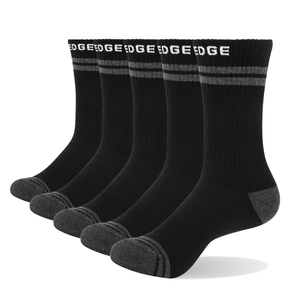 YUEDGE Men Women Combed Cotton Cushion Crew Athletic Training Workout Cycling Sports Dress Socks (5 Pairs/Pack): 2005BK / Men L6.5-10 US