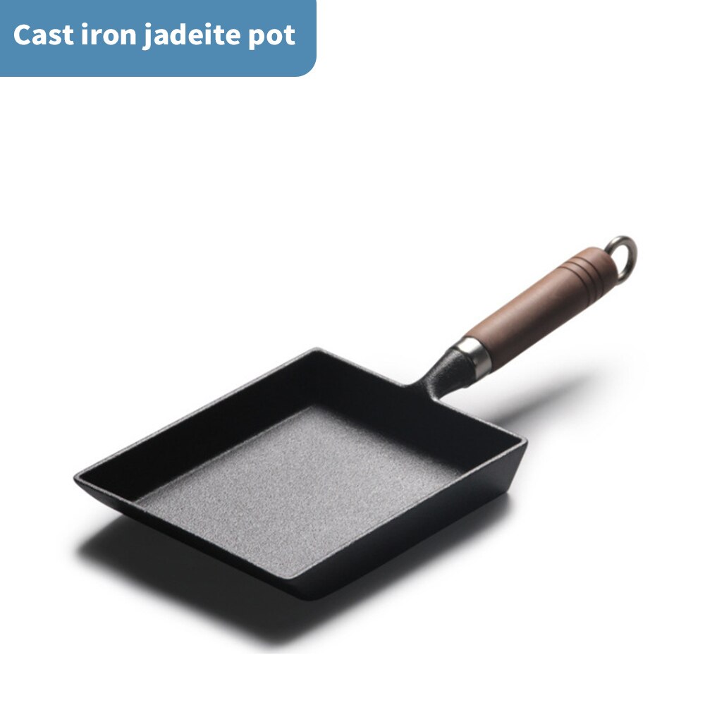 Tamagoyaki Pan Cast Iron Pan Thickened Cast Iron Pan Wooden Handle Frying Pan Tamagoyaki Frying Pan