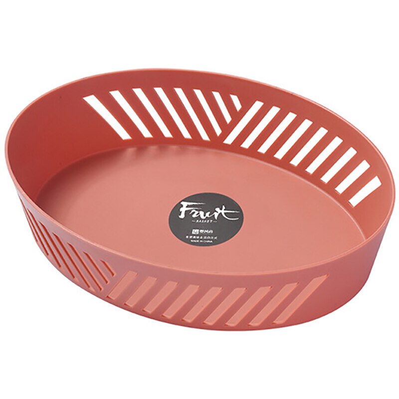 Fruit Candy Snack Storage Tray Kitchen Fruit Vegetable Storage Hollow Drain Basket Plastic Fruit Trays Plate Kitchen Organizer: Oval red
