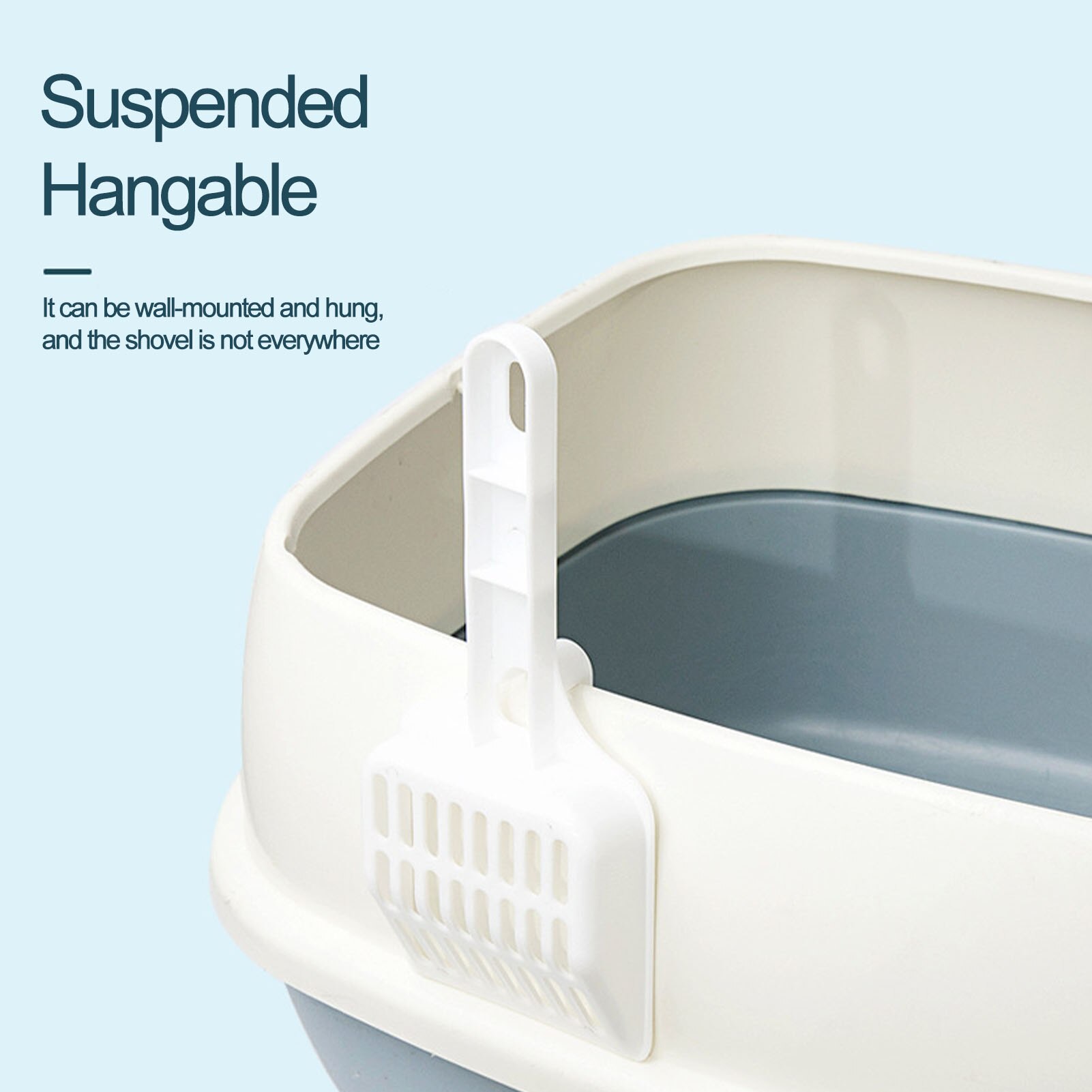 Lettiera per gatti setaccio per lettiera paletta per animali domestici raccoglitore per lettiera per gatti gancio per paletta integrato conveniente durevole in plastica per animali domestici
