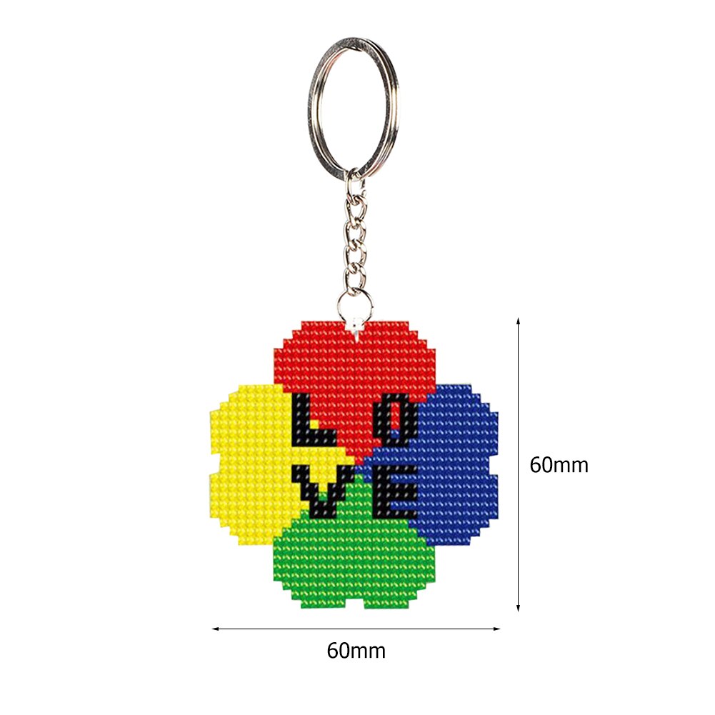 LLavero de punto de cruz hecho a mano con 6 estilos DIY, Kit de llavero bordado con bordado impreso para bolso colgante de mujer: 03